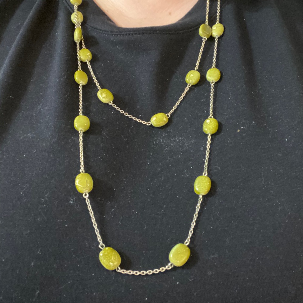 Green and Gold Long Necklace